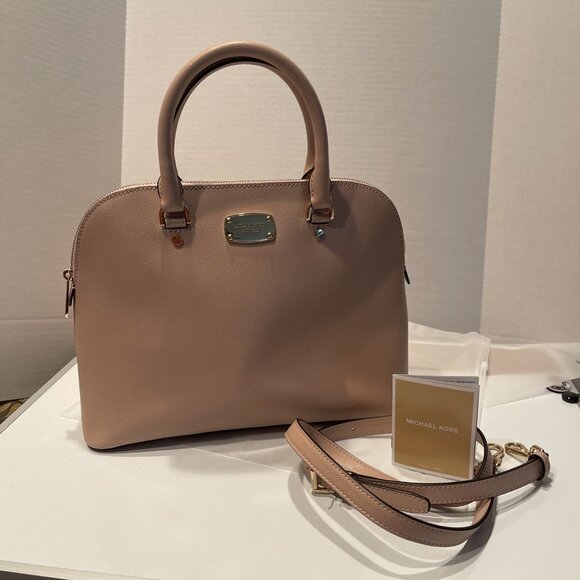 NEW Michael Kors Cindy Large Dome‎ Convertible Satchel Ballet Pink Leather Gold - Picture 1 of 16
